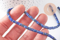 Perles rondelles heishi lapis lazuli naturel 4mm, x1 fil de 40 cm (G2767)