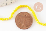 Perles rondelles verre jaune opaque facette 3x2mm, x1 fil de 32cm (G8256)