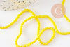 Perles rondelles verre jaune opaque facette 3x2mm, x1 fil de 32cm (G8256)