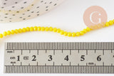 Perles rondelles verre opaque facettées jaune 3x2mm, bijoux cristal, bijou fantaisie DIY, fil de 39cm, x1 G8256