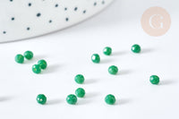 Perles rondelles verre opaque facettées vert très foncé 3x2mm, bijoux cristal, bijou fantaisie DIY, x150 G8544
