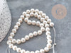 Perles rondes coquillage naturel blanche nacrées 8mm, x1 fil de 40cm (G9058)