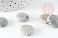 Perles rondes en jaspe gris, perles pierres, perles jaspe naturel,20mm, x5 (G1455)