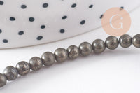 Perles rondes pyrite naturelle 4mm grade A, x1 fil de 39cm (G1539)