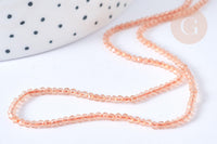 Perles rondes verre cristal beige facettes 2mm, x1 fil de 38cm (G7947)