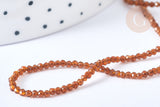 Perles rondes verre marron, marron clair facettes 2mm, x1 fil de 38cm (G7950)
