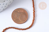 Perles rondes verre marron, marron clair facettes 2mm, x1 fil de 38cm (G7950)