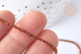 Perles rondes verre marron, marron clair facettes 2mm, x1 fil de 38cm (G7950)