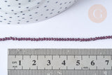 Perles rondes verre violette facettes 2mm, cristal,x1 le fil de 38cm (G7952)