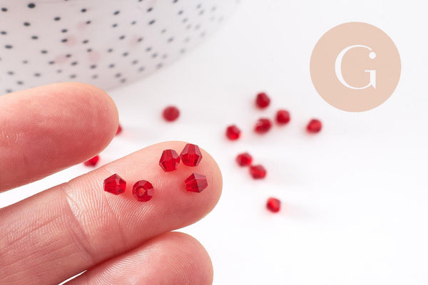 Perles toupie bicone cristal autrichien facette rouge 4mm, x20 (G7462)
