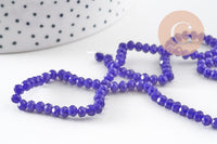 Perles toupies bleu, cristal bleu marine,Perle verre facette, 4x3mm ,fil de 49 cm , x1 (G2720)