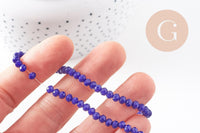 Perles toupies bleu, cristal bleu marine,Perle verre facette, 4x3mm ,fil de 49 cm , x1 (G2720)