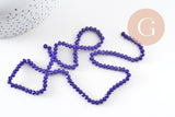 Perles toupies bleu, cristal bleu marine,Perle verre facette, 4x3mm ,fil de 49 cm , x1 (G2720)