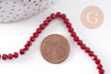 Perles toupies bordeau cristal rouge 4x3mm,Perle verre facette,perle bicone,fil de 40 cm, x1 (G2137)