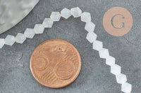 Perles toupies cristal blanc opalescent 4mm facette, x1 fil de 35cm (G8541)