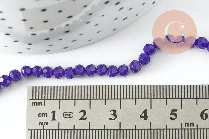 Perles toupies cristal bleu roi 4-5mm, perles bijoux, perle cristal verre facette,fil de 34 cm x1 (G6216)