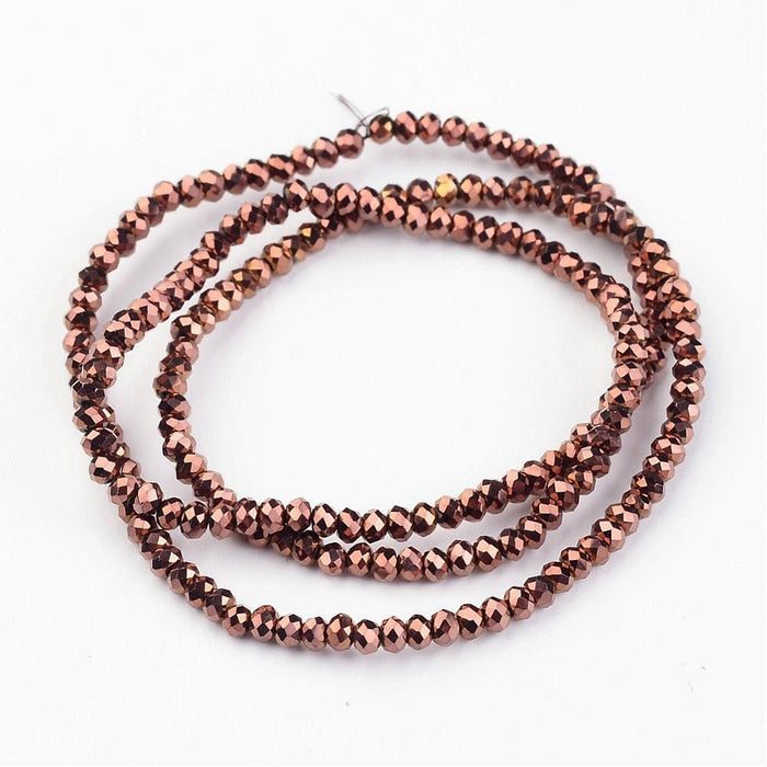Perles toupies cristal cuivre, perles bijoux, perle cristal,Perle verre facette,création bijoux, fil de 180,3x2mm x1 (G5910)