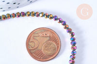 Perles toupies cristal noir irisé 3.5x2.5mm, perles bijoux, perle cristal,Perle verre facette,création bijoux, fil 25.4cm (G6754)