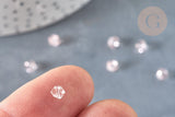 Perles toupies facettées verre rose transparent 4x3.5mm, cristal autrichien, x20 (G0588)