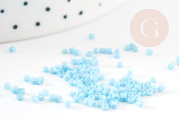 Perles tube bleu ciel opaque façon Delica miyuki 1.5-2mm, x1 sachet de 8gr (G9159)