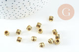 Perles tube gravé zamac doré vieilli 7x6mm, x20 (G10740)