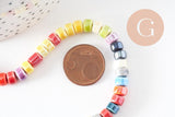 Perles tube heishi porcelaine multicolore 4.5mm, création bijoux fantaisie DIY, fil de 30cm, x1 (G9660)