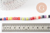 Perles tube heishi porcelaine multicolore 4.5mm, création bijoux fantaisie DIY, fil de 30cm, x1 (G9660)