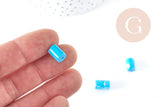 Perles tube howlite naturelle turquoise 10x7mm, x5 (G8281)