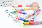 Perles tube porcelaine multicolore 11mm, création bijoux fantaisie DIY, fil de 30cm, x1 (G9659)