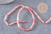 Perles tube quartz cerise verre 13mm, x1 fil de 37cm (G4159)