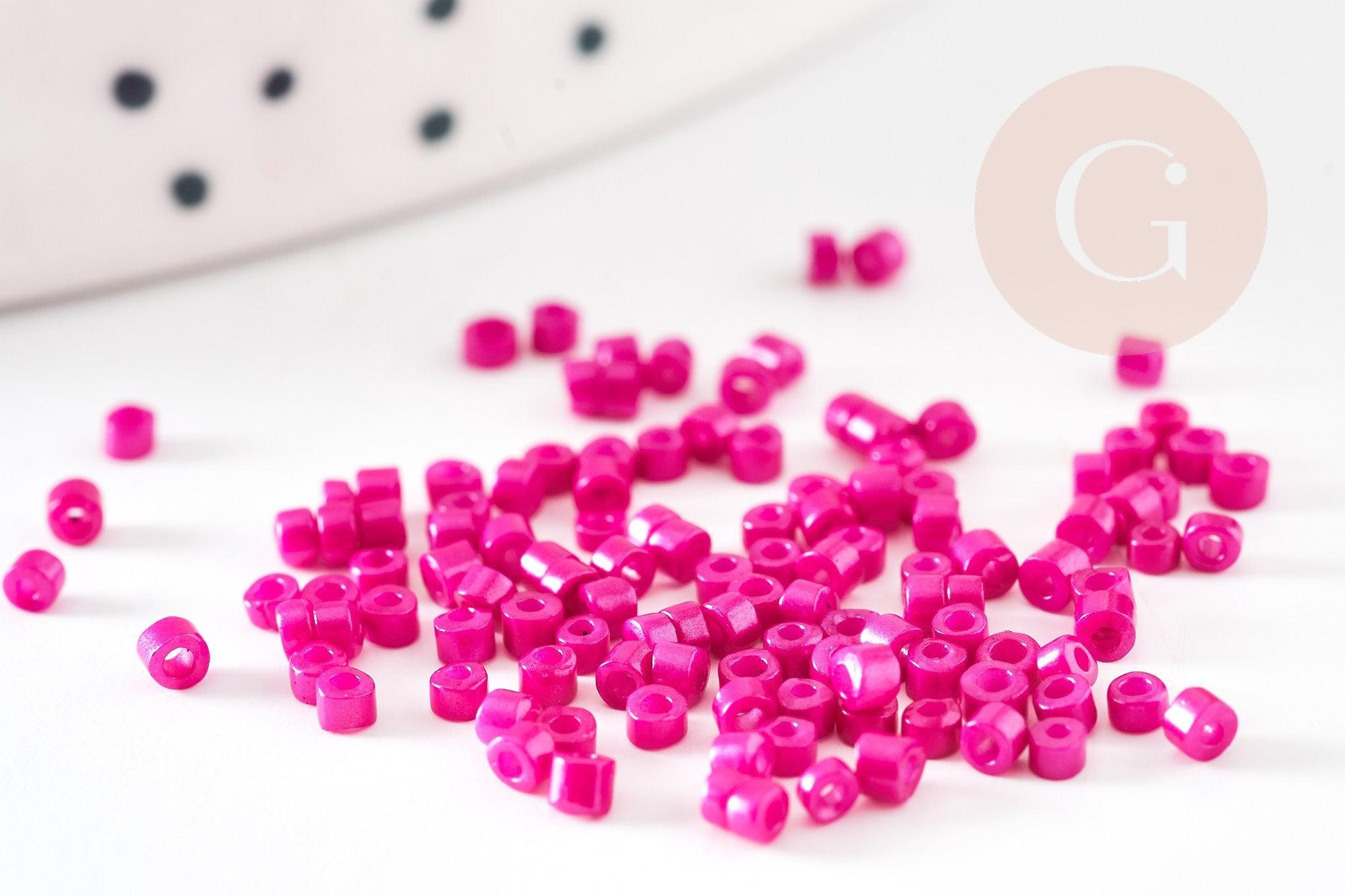 Perles tube rose foncé opaque façon Delica miyuki 1.5-2mm, x1 sachet de 8gr (G9165)