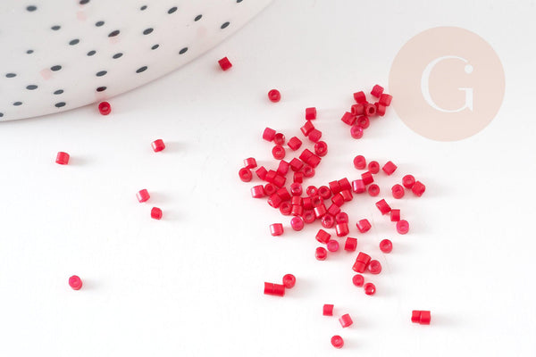Perles tube rouge rose opaque façon Delica miyuki 1.5-2mm, x1 sachet de 8gr (G9166)