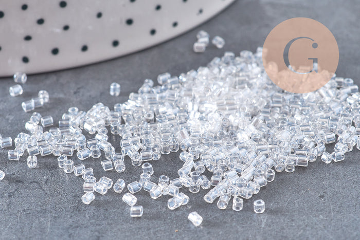Perles tube verre blanc nacré façon Delica miyuki, x1 sachet de 8g (G10933)