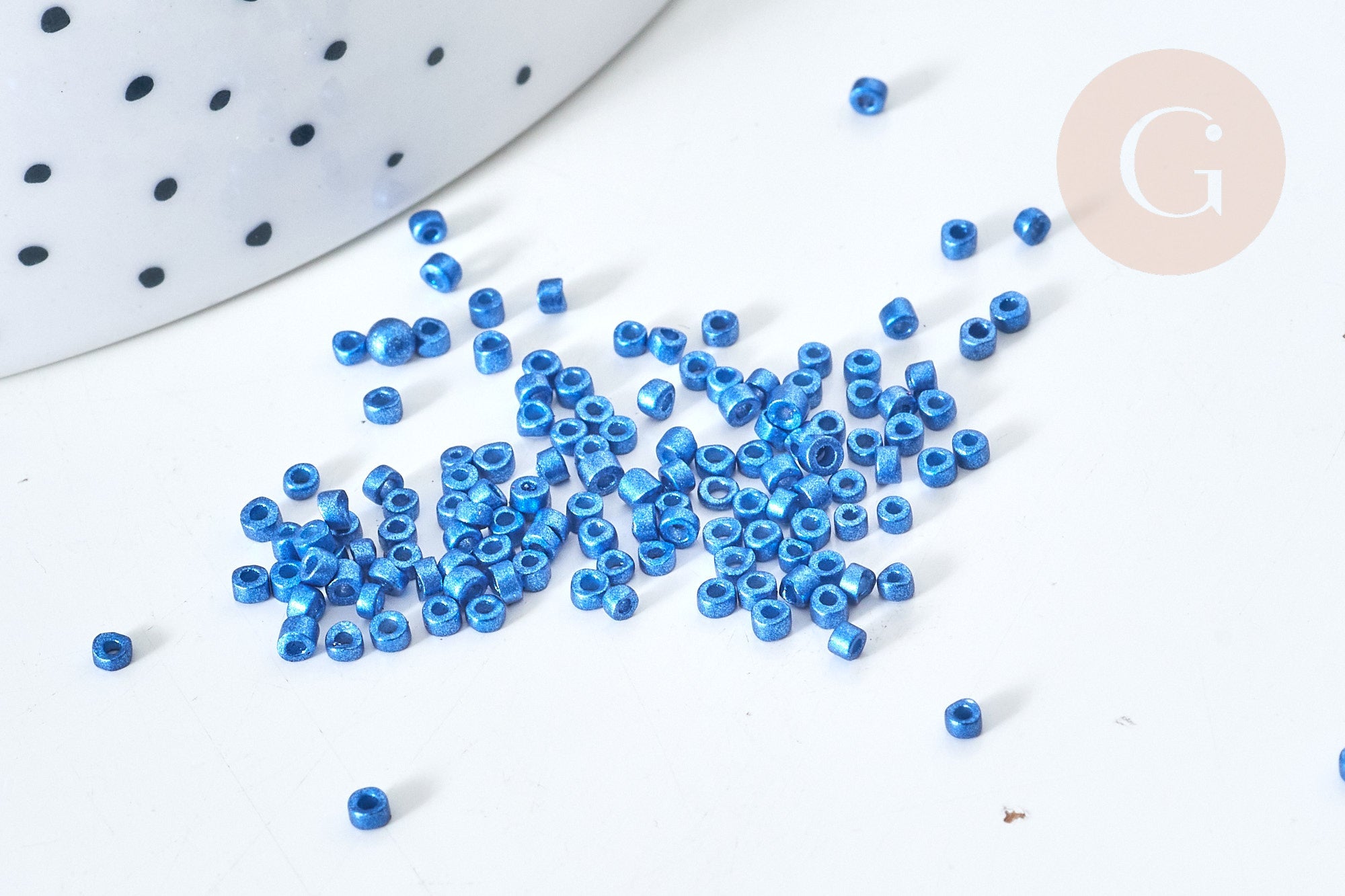 Perles tube verre bleu foncé métallisé mat façon Delica miyuki, x1 sachet de 8g (G7774)