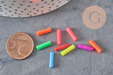 Perles tubes fluorescents plastique bijoux enfants,perles bijoux,perle plastique multicolore, x100G6636