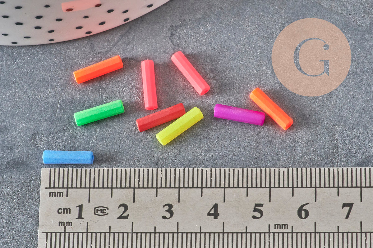 Perles tubes fluorescents plastique bijoux enfants,perles bijoux,perle plastique multicolore, x100G6636