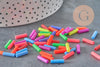 Perles tubes fluorescents plastique bijoux enfants,perles bijoux,perle plastique multicolore, x100G6636