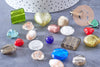 Perles verre murano formes et couleurs multiples, perles feuille argent, x10 (G0741)
