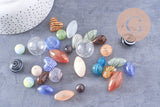 Perles verre soufflé Murano multicolore 5-20mm, x10 x20 ou x50 (G1155)