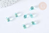 Perles verre transparent goutte bleu ciel doré 9mm, verre, x10 (G7283)