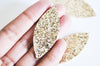Pétale simili cuir paillettes doré fourniture créative,cuir synthétique,fabrication coiffure, accessoire mariage, 57.5mm, x 10 G4793