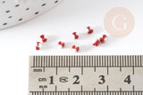 Petite perle rocaille rayé rouge blanc 1.5x2mm, x10g (G2670)