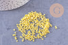 Petite perle rocaille verre rayé jaune blanc 1.5x2mm, x10 Gr (G10684)