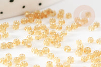 Petite perles de rocaille dorée,perles rocaille,perle verre, rocaille dorée,perlage, doré transparent, perlage,2.5mm, x 10gr (G1022)