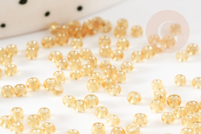 Petite perles de rocaille dorée,perles rocaille,perle verre, rocaille dorée,perlage, doré transparent, perlage,2.5mm, x 10gr (G1022)