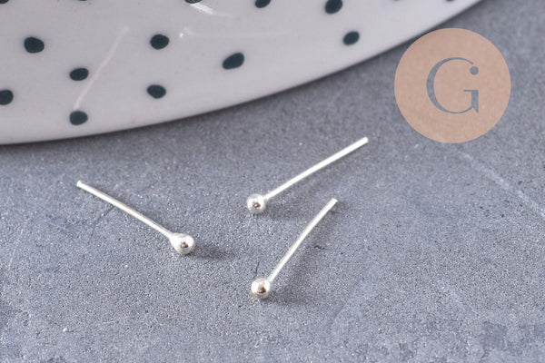 Piercing clou argent 925 massif boule 1.5mm, x1 (G5149)