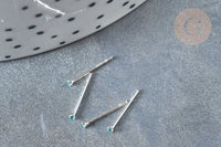 Piercing clou argent 925 massif strass couleur turquoise 1.5mm, x1 (G7599)