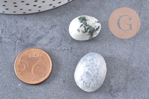 Pierre agate mousse naturelle roulée, galet agate mousse, pierre semi-precieuse, x20gr (G5193)