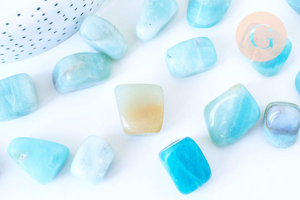 Pierre amazonite naturelle roulée 13-23mm, pierre naturelle, litotherapie, x20gr (G5772)