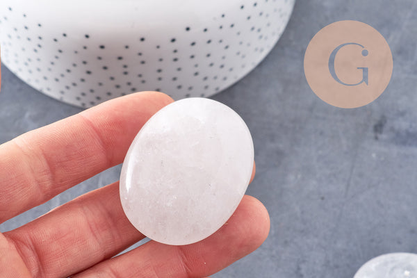Pierre calcédoine naturelle roulée 44-46mm, fourniture spiritualité, pierre naturelle, litotherapie, x1 (G5765)